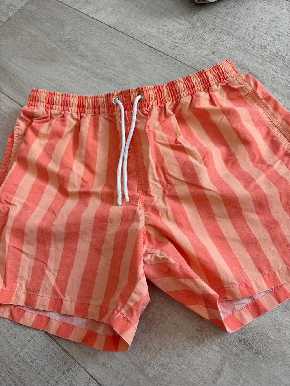 Zara Coral and Peach Striped swim Shorts